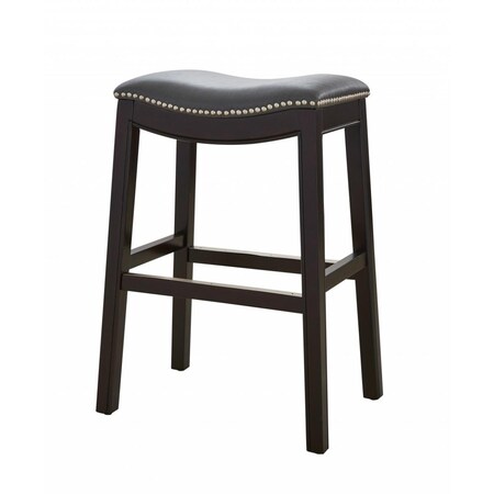 Gfancy Fixtures 25 in. Espresso & Gray Saddle Style Counter Height Bar Stool GF3100378